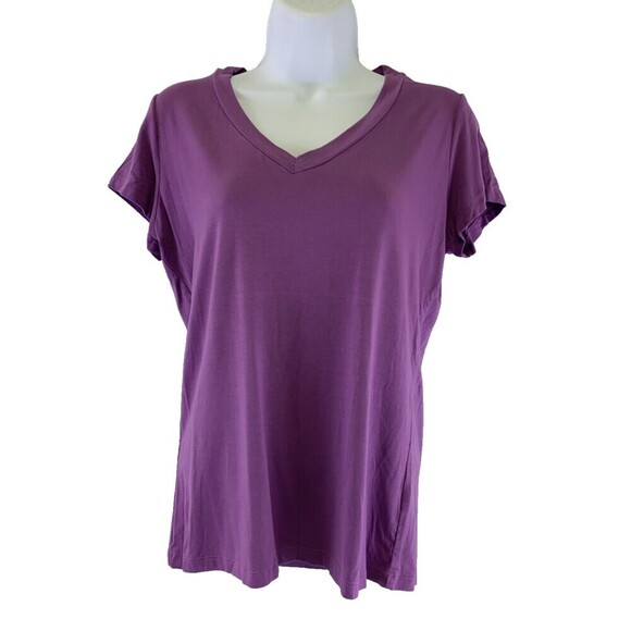 BOGO Lesley Evers Purple V-Neck Tee Short Sleeves Viscose Stretch Womens Small - Picture 2 of 10